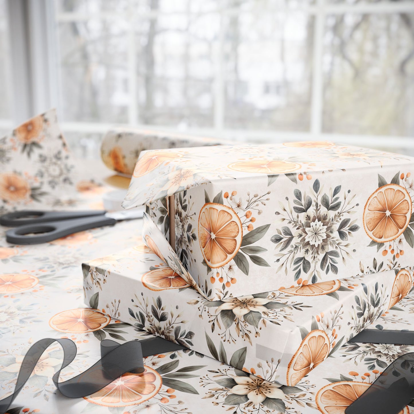 Wrapping Paper Set - Cute Rustic Winter Watercolor in Coordinating Prints